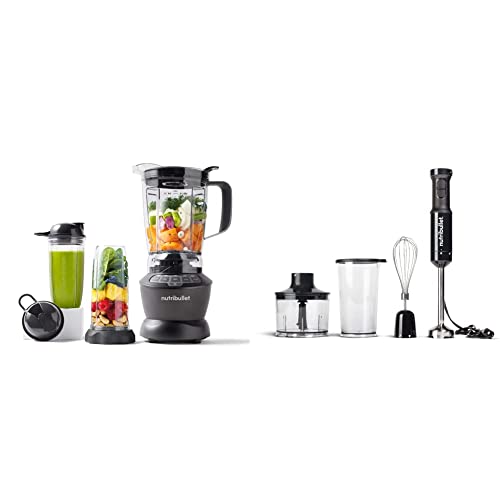 NutriBullet ZNBF30500Z Blender Combo 1200 Watt, 1200W, Dark Gray & Immersion Blender – Deluxe Set