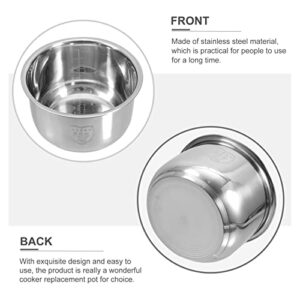 UPKOCH Inner Cooking Pot 2L Stainless Steel for Rice Cooker and Instant-pot Use Rice Cooker Liner Rice Cooking Container Rice Maker Accessories for Rice Maker Cooker