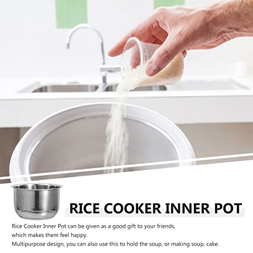 UPKOCH Inner Cooking Pot 2L Stainless Steel for Rice Cooker and Instant-pot Use Rice Cooker Liner Rice Cooking Container Rice Maker Accessories for Rice Maker Cooker