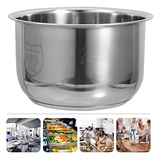 UPKOCH Inner Cooking Pot 2L Stainless Steel for Rice Cooker and Instant-pot Use Rice Cooker Liner Rice Cooking Container Rice Maker Accessories for Rice Maker Cooker