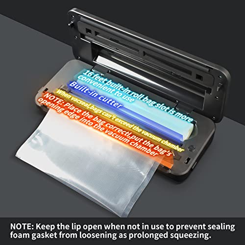 Vaakas Vacuum Sealer Machine with Built-in Cutter and Roll Storage for Food Saver Bags,Food sealer Machine with Dry & Moist Mode and Advanced Air Sealing System with 5 Vacuum Seal Bags &1 Saver Rolls& 1 Air Suction Hose