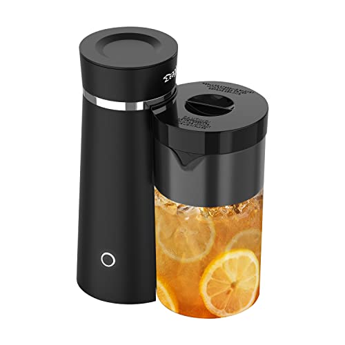 KINGTOO Iced Tea maker with Pitcher, 2qt Ice Tea Coffee machine for Sweet Tea and Ground Coffee, Black