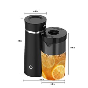 KINGTOO Iced Tea maker with Pitcher, 2qt Ice Tea Coffee machine for Sweet Tea and Ground Coffee, Black