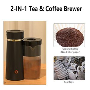 KINGTOO Iced Tea maker with Pitcher, 2qt Ice Tea Coffee machine for Sweet Tea and Ground Coffee, Black