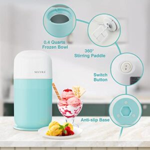 Secura Ice Cream Maker Mini Electric Ice Cream Machine for Quick Homemade Gelato, Sorbet, Frozen Yogurt with Mixing Spoon & Recipe Book, BPA-free, 0.4qt Aqua