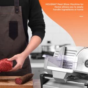 HOUSNAT Meat Slicer for Home Use, Electric Deli Food Slicer Machine with Two 7.5'' Blade and 0-15 mm Adjustable Thickness for Meat, Cheese, Bread, Include Food Pusher, 150W