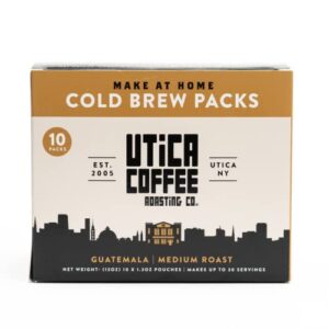 utica coffee roasting co.® cold brew steeping pouches | 10 count, 1.3 oz pouches | barista quality cold brew at home