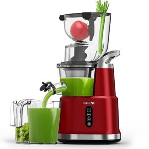 sifene whole slow juicer, vertical cold press juicer, juice maker extractor with 3.2" big mouth for whole fruits and vegetables, easy to clean, 200w quiet dc motor, bpa free, red