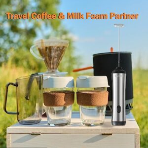 Electric Milk Frother Handheld Stainless Steel Rechargeable 14000 rpm - Perfect Kitchen Gift Hand Frother for Coffee Latte, Cappuccino, Matcha, Hot Chocolate