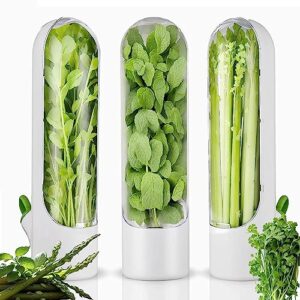 vamrak herb saver for refrigerator, fresh herb keeper, cilantro containers for refrigerator, herb saver pod, fresh herb keeper for cilantro, parsley, asparagus, keeps vegetables for 2-3 weeks (3pcs)