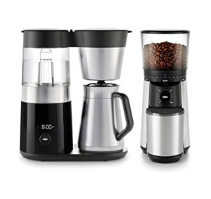 oxo brew 9 cup programmable coffee maker bundle brew conical burr one push start coffee grinder - stainless steel/black