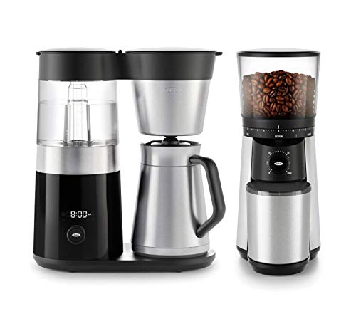 OXO BREW 9 Cup Programmable Coffee Maker Bundle BREW Conical Burr One Push Start Coffee Grinder - Stainless Steel/Black