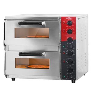 crosson commercial double deck 16 inch countertop electric pizza oven with pizza stone, multipurpose indoor pizza oven for restaurant home use,120v/3200w