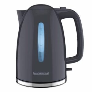 black+decker™ 1.7l rapid boil electric kettle, boils up to 7 cups of water, gray