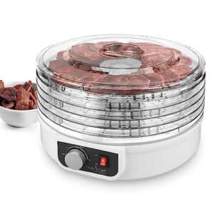 food dehydrator machine - dehydrate beef jerky, meats, mushrooms, fruits & vegetables - great for at home use - uses high-heat circulation for even dehydration - 5 easy to clean stackable trays.