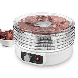 Food Dehydrator Machine - Dehydrate Beef Jerky, Meats, Mushrooms, Fruits & Vegetables - Great For At Home Use - Uses High-Heat Circulation for Even Dehydration - 5 Easy to Clean Stackable Trays.