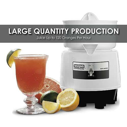 Waring Commercial BJ120C Compact Citrus Juicer, 120V, 5-15 Phase Plug,White, 34 Ounce