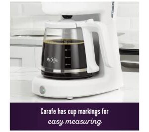 Mr. Coffee 12-Cup Coffee Maker Grab-a-Cup Auto Pause Easy Cleanup White