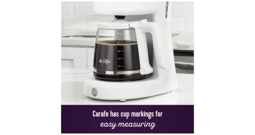 Mr. Coffee 12-Cup Coffee Maker Grab-a-Cup Auto Pause Easy Cleanup White