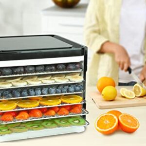 Nebula Food Dehydrator with 6 Stainless Steel Trays, LED Touch Control Design, Adjustable Digital Temperature 35-70C and 48 Hour Timer, Food Dryer for Fruit, Veg, Meat, Mushroom, Herb, Seed