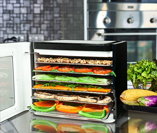 Nebula Food Dehydrator with 6 Stainless Steel Trays, LED Touch Control Design, Adjustable Digital Temperature 35-70C and 48 Hour Timer, Food Dryer for Fruit, Veg, Meat, Mushroom, Herb, Seed