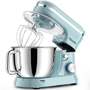 howork electric stand mixer,10+p speeds with 6.5qt stainless steel bowl,dough hook, wire whip & beater,for most home cooks,blue