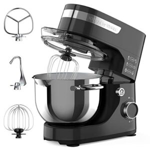 stand mixer, whall 12-speed tilt-head kitchen mixer,for baking bread,cakes,cookie,pizza,salad, electric food mixer with dough hook/wire whip/beater, stainless steel bowl, (black)