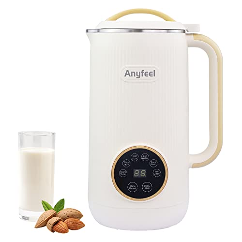 Automatic Nut Milk Maker,Anyfeel 20oz Selfmade Nut/Oat/Almond/soya-bean/Vegan Juice Dairy Free Beverages Machine - Plant Based Almond Cow Milk Machine Maker with Keep Warm and 18 Hours Delay Function