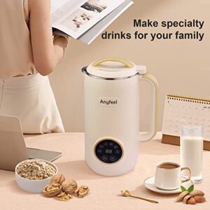 Automatic Nut Milk Maker,Anyfeel 20oz Selfmade Nut/Oat/Almond/soya-bean/Vegan Juice Dairy Free Beverages Machine - Plant Based Almond Cow Milk Machine Maker with Keep Warm and 18 Hours Delay Function