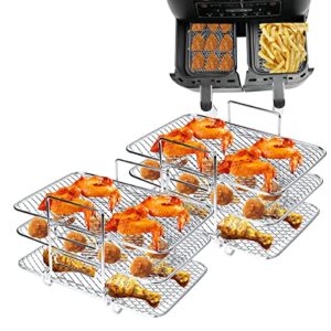 air fryer rack compatible with ninja dz201 dz401 xl air fryer 2-basket electric fryer (2pack) , multi-layer grill rack, grill rack, double basket air fryers rack, 304 stainless steel toast rack