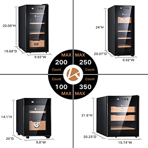 KingChii 16L Electric Temperature Control Heating, Cooling Cabinet with Spanish Cedar Wood Shelves & Drawer Hygrometer Gifts For Men - Father Day Gifts (2 Layers 100 Capacity)