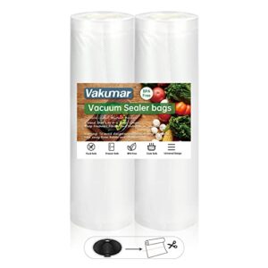 vakumar vacuum sealer bags 2 pack 8''x60' rolls for food, seal a meal, commercial grade, bpa free, commercial grade, great for storage, meal prep and sous vide