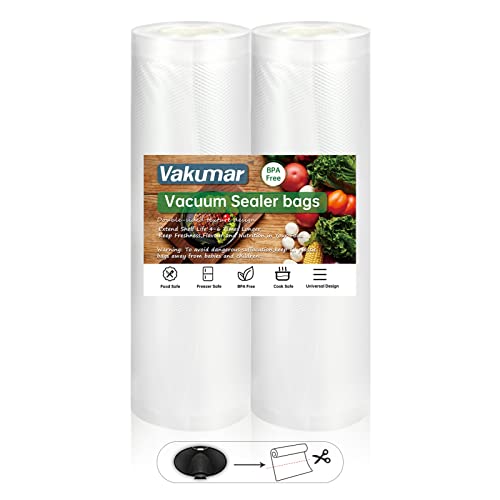 Vakumar Vacuum Sealer Bags 2 pack 8''x60' Rolls for Food, Seal a Meal, Commercial Grade, BPA Free, Commercial Grade, Great for Storage, Meal prep and Sous Vide