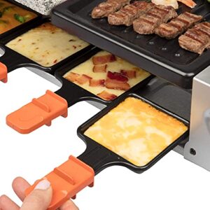 MasterChef Dual Raclette Table Grill w Non-Stick Grilling Plate & Cooking Stone- 8 Person Electric Tabletop Cooker for Korean BBQ- Melt Cheese, Cook Meat & Veggies at Once-(19" x 8") Gift, Summer Pary