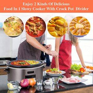 Nantala Slow Cooker Liners, 2 IN 1 Silicone Slow Cooker Divider Liners for 6 Quart Pot, BPA-Free & Reusable & Dishwasher Safe, Cooking Liners for Crock-Pot 6-7 Quart Oval Slow Cooke（Red+Blue）