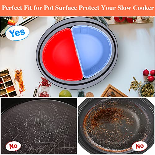 Nantala Slow Cooker Liners, 2 IN 1 Silicone Slow Cooker Divider Liners for 6 Quart Pot, BPA-Free & Reusable & Dishwasher Safe, Cooking Liners for Crock-Pot 6-7 Quart Oval Slow Cooke（Red+Blue）