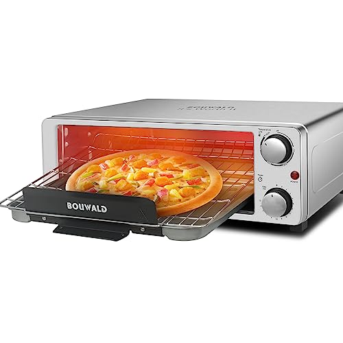 2-in-1 Baker Countertop Doorless Pizza Oven Toaster Combo Stand-up Oven Spacestar Multi Functions Fits 10” pizza, 4 Slices of Bread, 1200W,12L, Stainless Steel