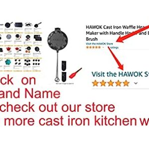 HAWOK Cast Iron Waffle Heart Shape Maker with Handle Hoder and Basting Brush…