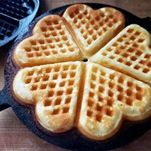 HAWOK Cast Iron Waffle Heart Shape Maker with Handle Hoder and Basting Brush…