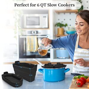 JHXTZ Slow Cooker Divider Liner Fit for 5 or 6 QT Crockpot, Silicone Crock Pot Cooking Liners Insert for 5 or 6 Quart Pot | Reusable & Leakproof | BPA Free | Dishwasher Safe (2pc big, Black)