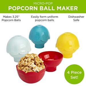 Ecolution Micro-Pop Popcorn Ball Maker Set, Create the Perfect Sized Treats, Made Without BPA, Mess-Free & Dishwasher Safe, 4-Piece Set, Multicolor