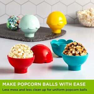 Ecolution Micro-Pop Popcorn Ball Maker Set, Create the Perfect Sized Treats, Made Without BPA, Mess-Free & Dishwasher Safe, 4-Piece Set, Multicolor