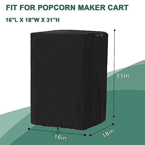 Popcorn Cart Cover,Colewin Weatherproof 420D Popcorn Machine Cart Cover Compatible with Nostalgia - 16"L X 18"W X 31"H