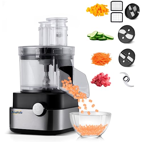 Anatole Commercial Food Processor 20-Cup Electric Vegetable Dicer Chopper 600W 5 in 1 Professional Veggie Shredder Grater Multifunctional Meat Grinder Blender with 5 Stainless Steel Blades