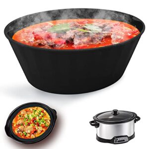 silicone slow cooker liners fit for 6-7 qt crockpot, silicone slow cooker divider liner, reusable/bpa free/leakproof/slow cooker accessories cooking liner for 6-7 quart pot - black