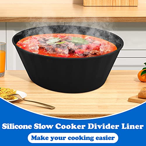 Silicone Slow Cooker Liners fit for 6-7 QT Crockpot, Silicone Slow Cooker Divider Liner, Reusable/BPA Free/Leakproof/Slow Cooker Accessories Cooking Liner for 6-7 Quart Pot - Black