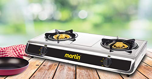 Martin SG228 Portable Propane Gas Double Cooktop Lightweight Cooking Stove with 25,600 BTU, Durable Heavy Duty, Compact, and Lightweight Design