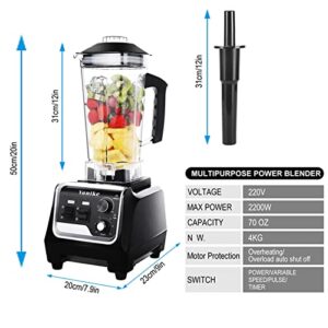 Blender Smoothie Blender, 2200W High Speed Professional Countertop Blender for Shakes and Smoothies, Commercial Blender Built-in Timer, 70OZ BPA-Free Tritan for Crushing Ice,Frozen Dessert,Salsa,Juice (Countertop Blender)