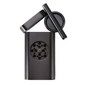 storage case with mini grinder all-in-one, portable for on the go! (black)