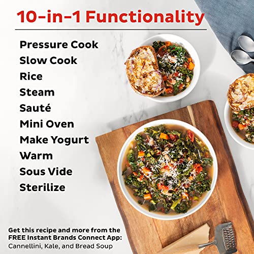 Instant Pot Pro 10-in-1 Pressure Cooker, Slow Cooker, Rice/Grain Cooker, Steamer, Sauté, Sous Vide, Yogurt Maker, 6 Quart & Tempered Glass Lid, Stainless Steel Rim, for 5 Qt/L or 6 Qt/L Models